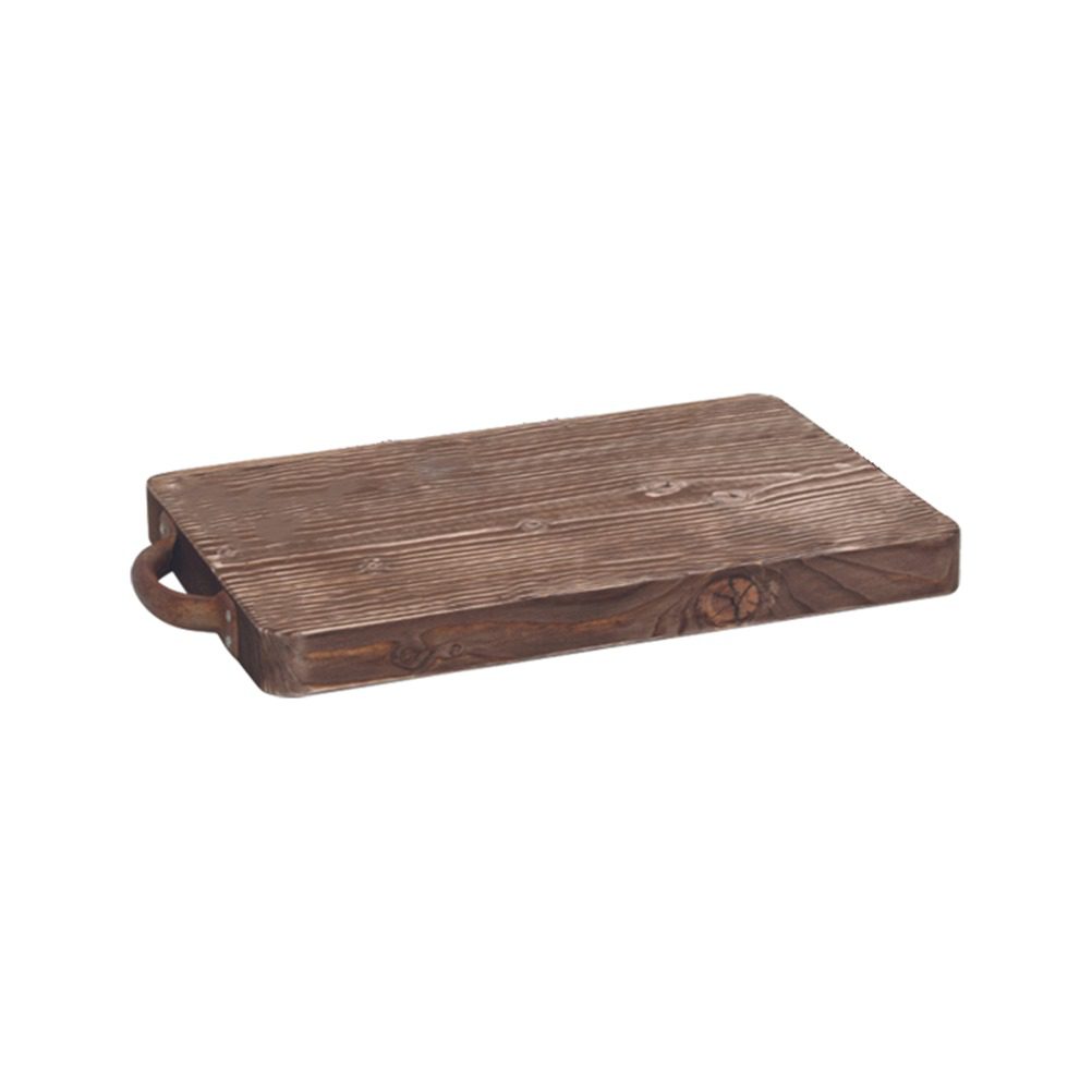 Πλάκα κοπής 23x35x3cm, καυσόξυλο με μεταλλικό χερούλι, Vintage επεξεργασία,