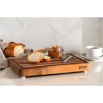 Πλάκα κοπής 40x25x4cm, καρυδιάς με αυλάκι & ποδαράκια